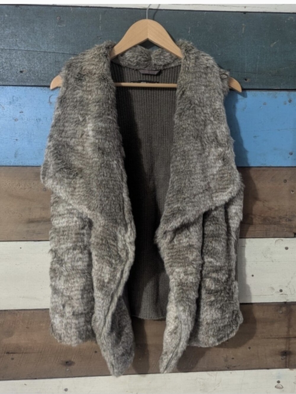 Maurices Women's Faux Fur Vest size 1 Brown Plus Size Winter Sleeveless F
